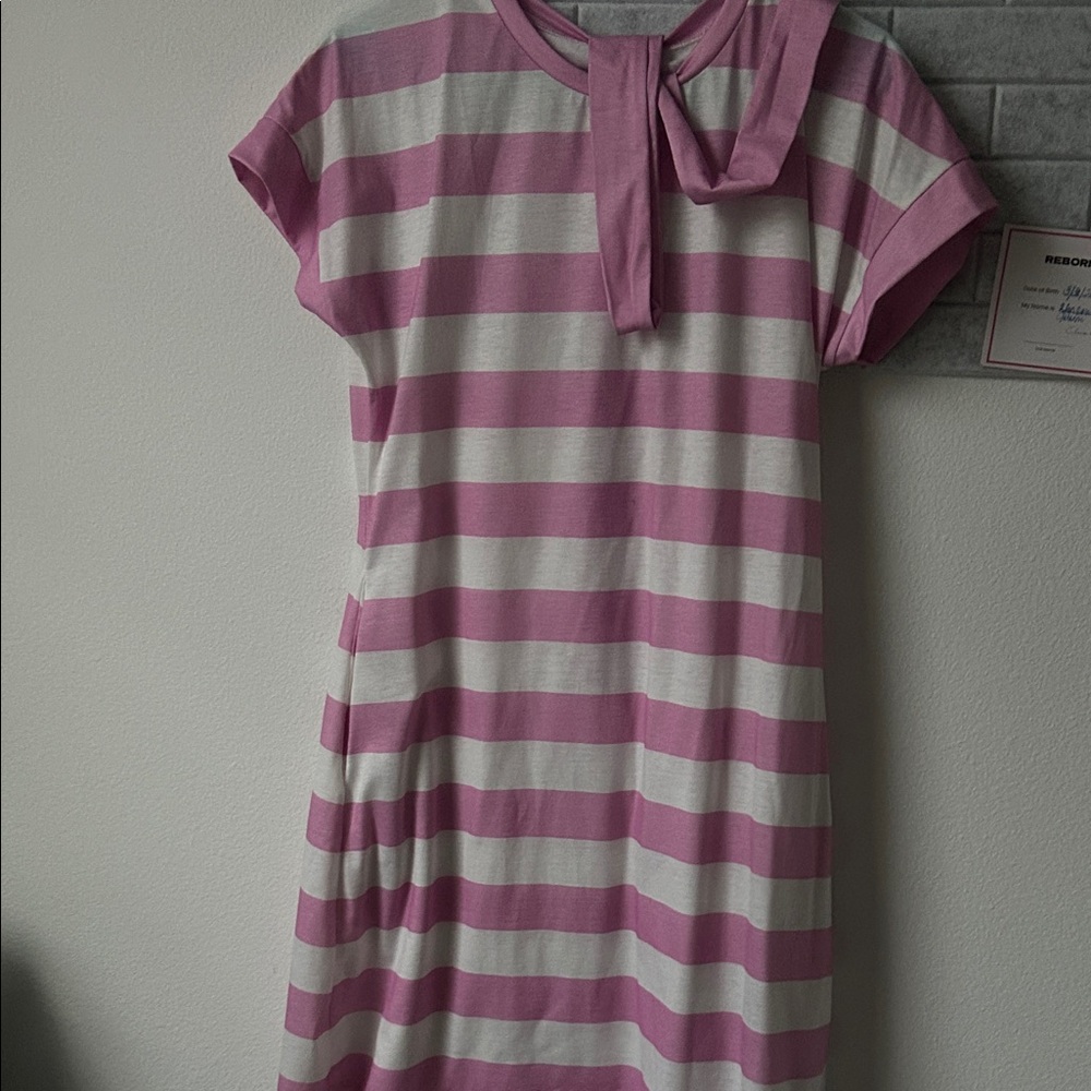 Pink and White Striped Dress